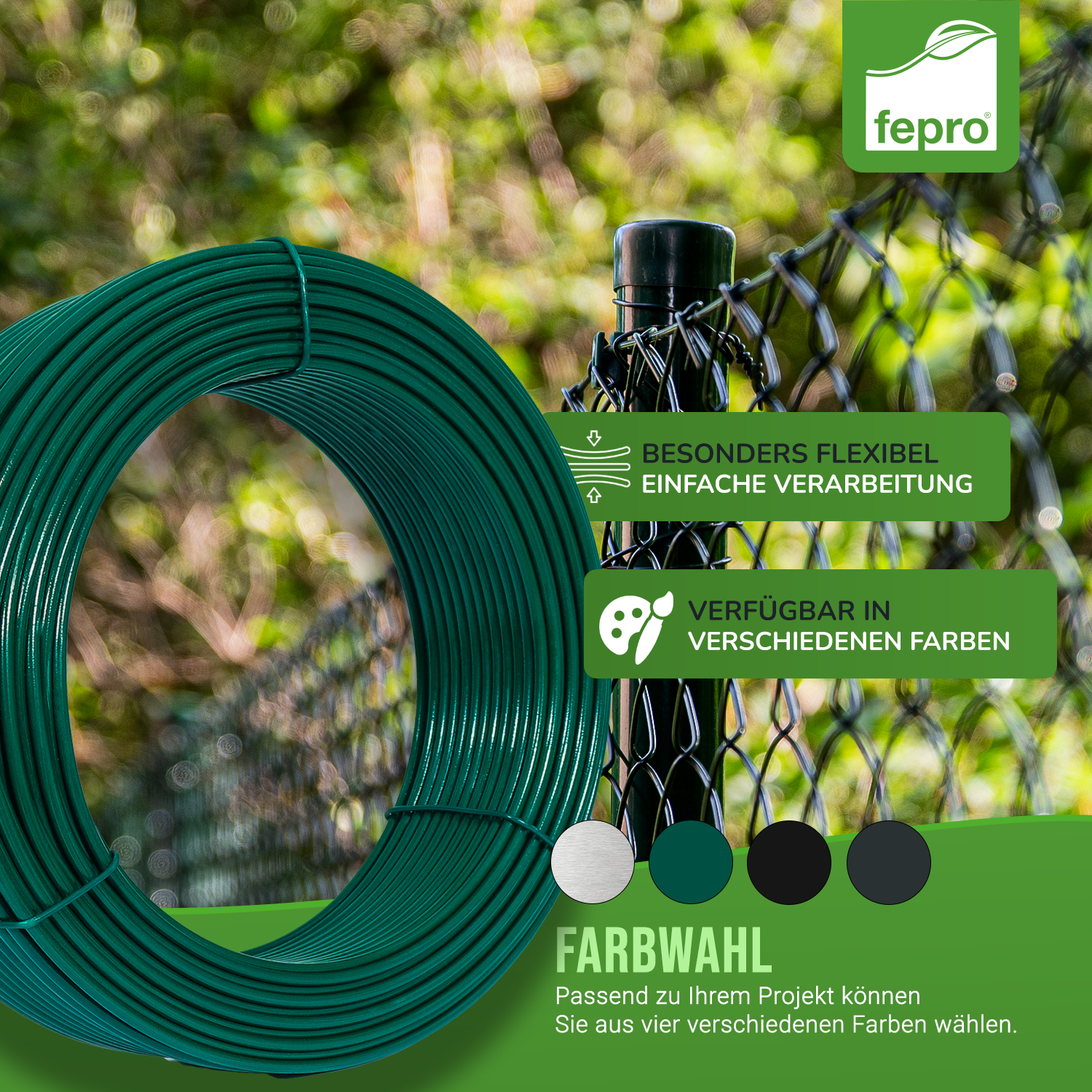 Fepro® Spanndraht Bindedraht Draht Basteldraht Maschendraht Zaundraht Drahtring