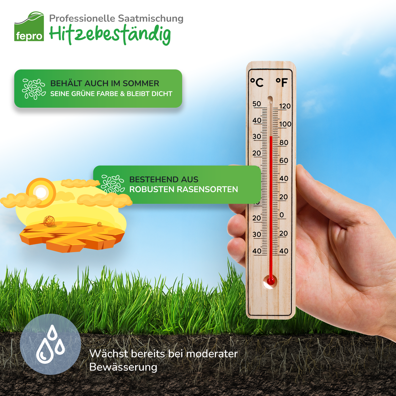 Fepro® Rasensamen Sport und Spiel schnellkeimend, dürreresistent, robust, tiefgrün, ideal für Neuansaat und Nachsaat, (Menge wählbar)