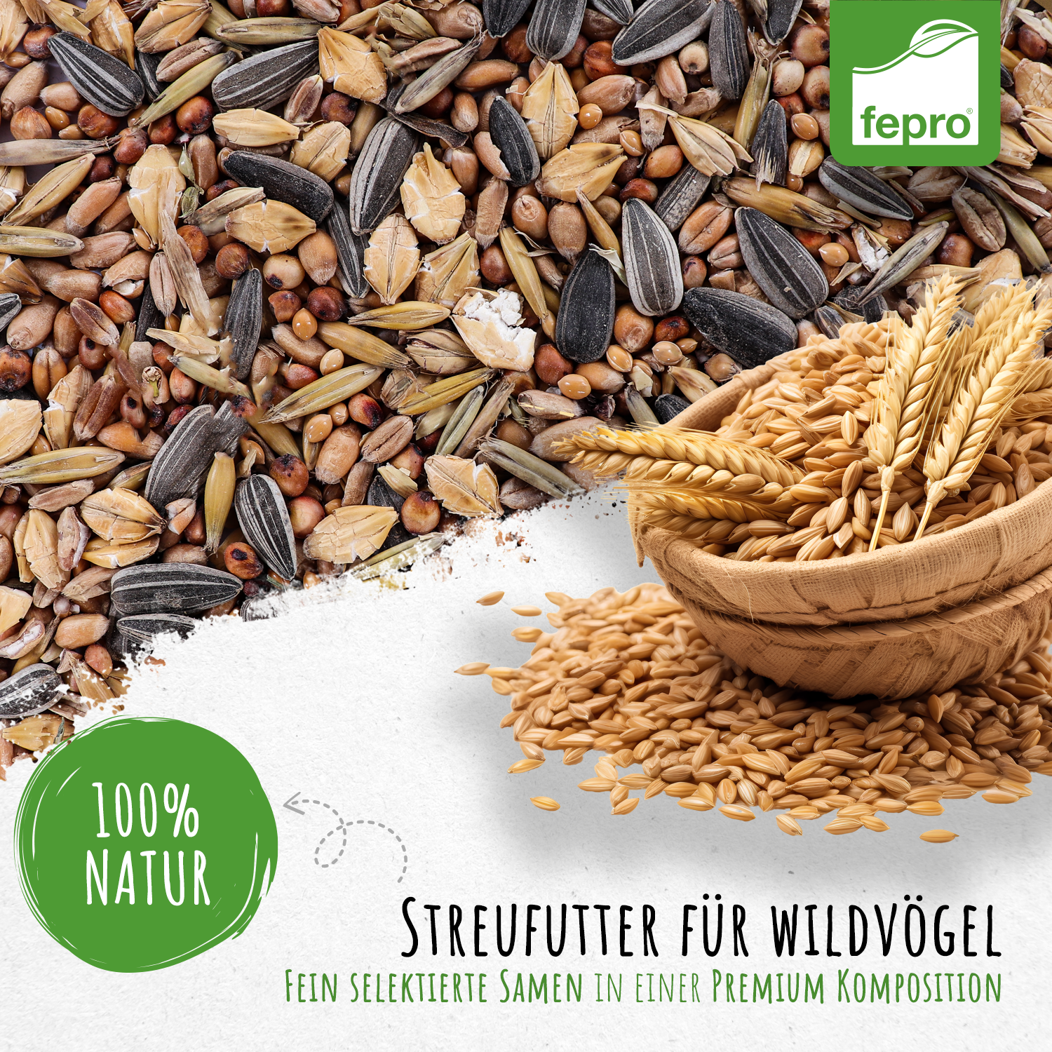 Fepro® Streufutter für Vögel, 25 kg - ganzjähriges Wildvogelfutter, ideal für kleine und große Vögel, Vogelfutter für Gartenvögel