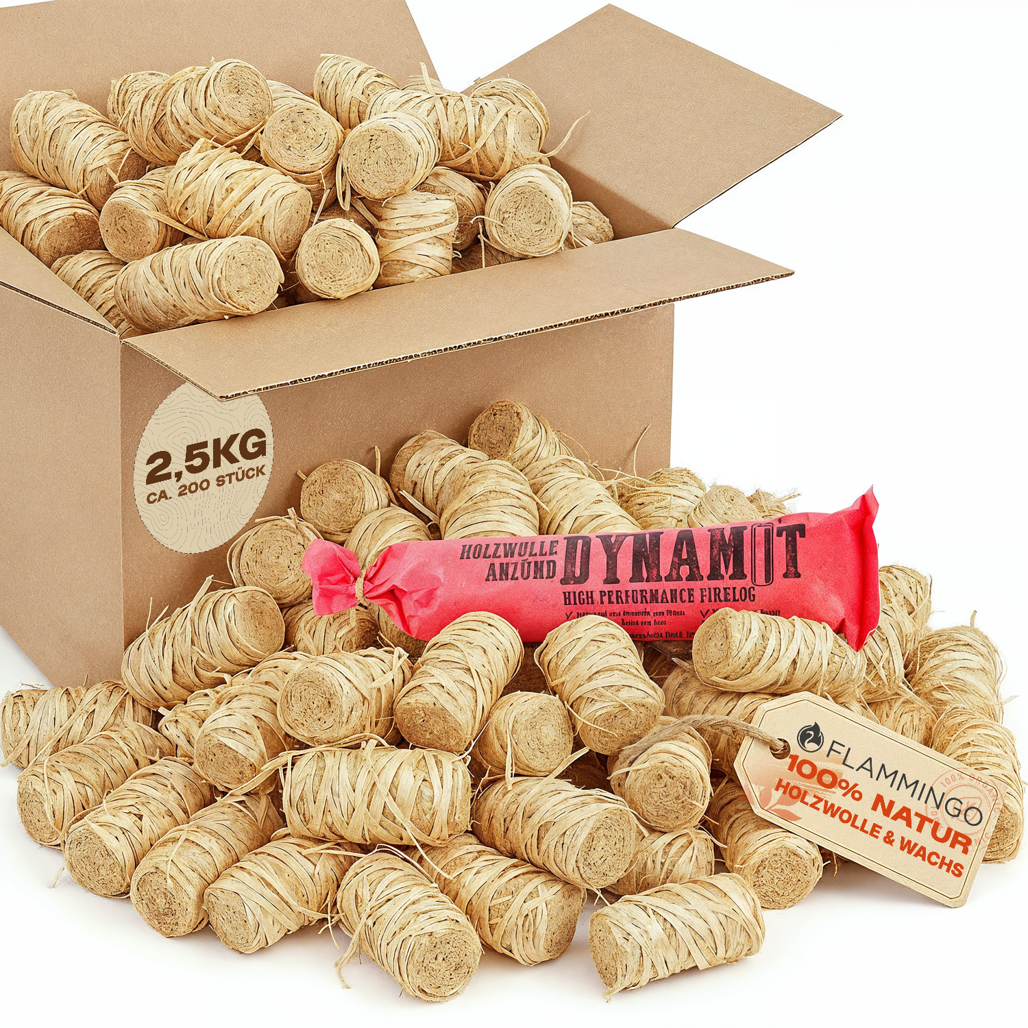 Flammingo® Holzwolle Anzünder (Menge wählbar)