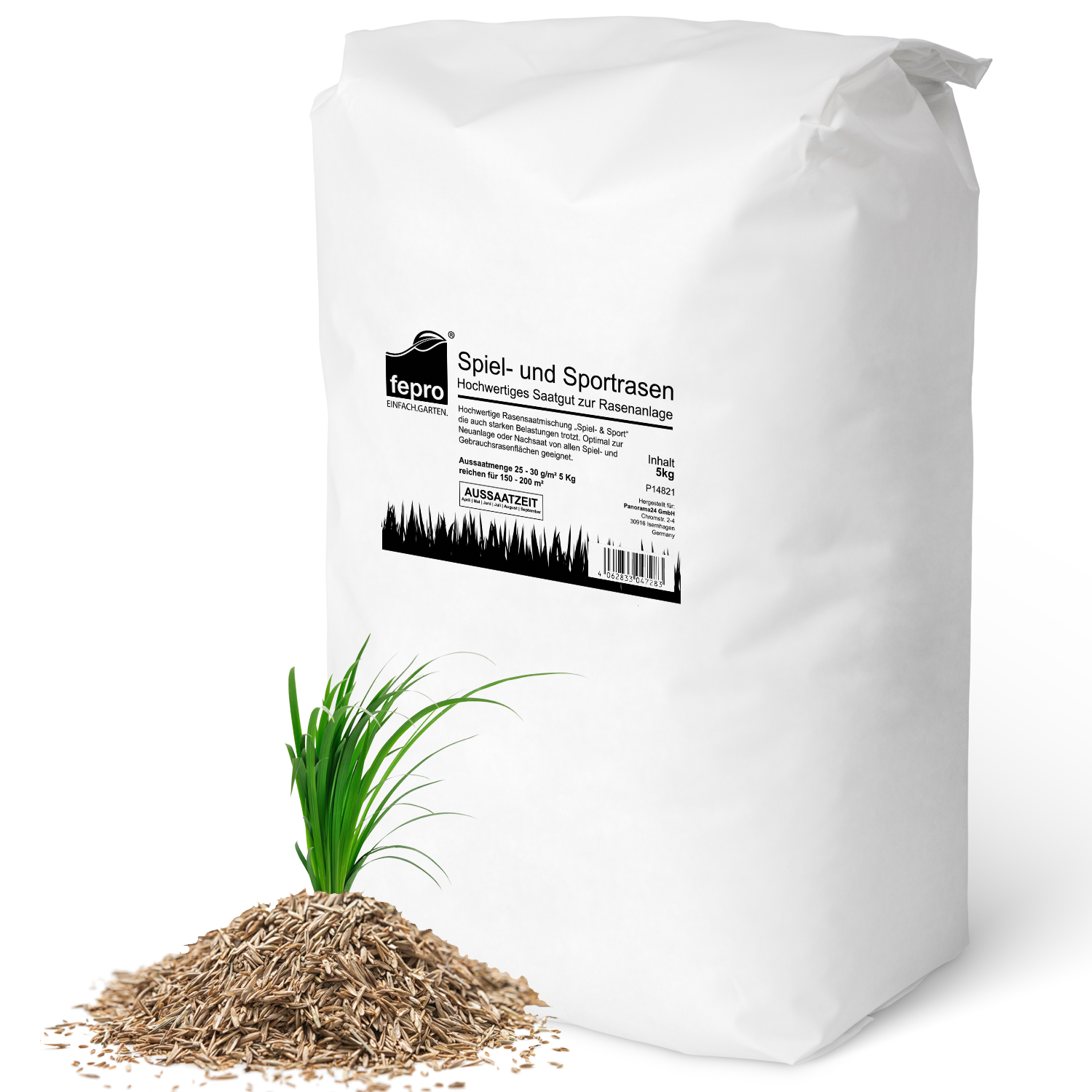 Fepro® Rasensamen Sport und Spiel schnellkeimend, dürreresistent, robust, tiefgrün, ideal für Neuansaat und Nachsaat, (Menge wählbar)