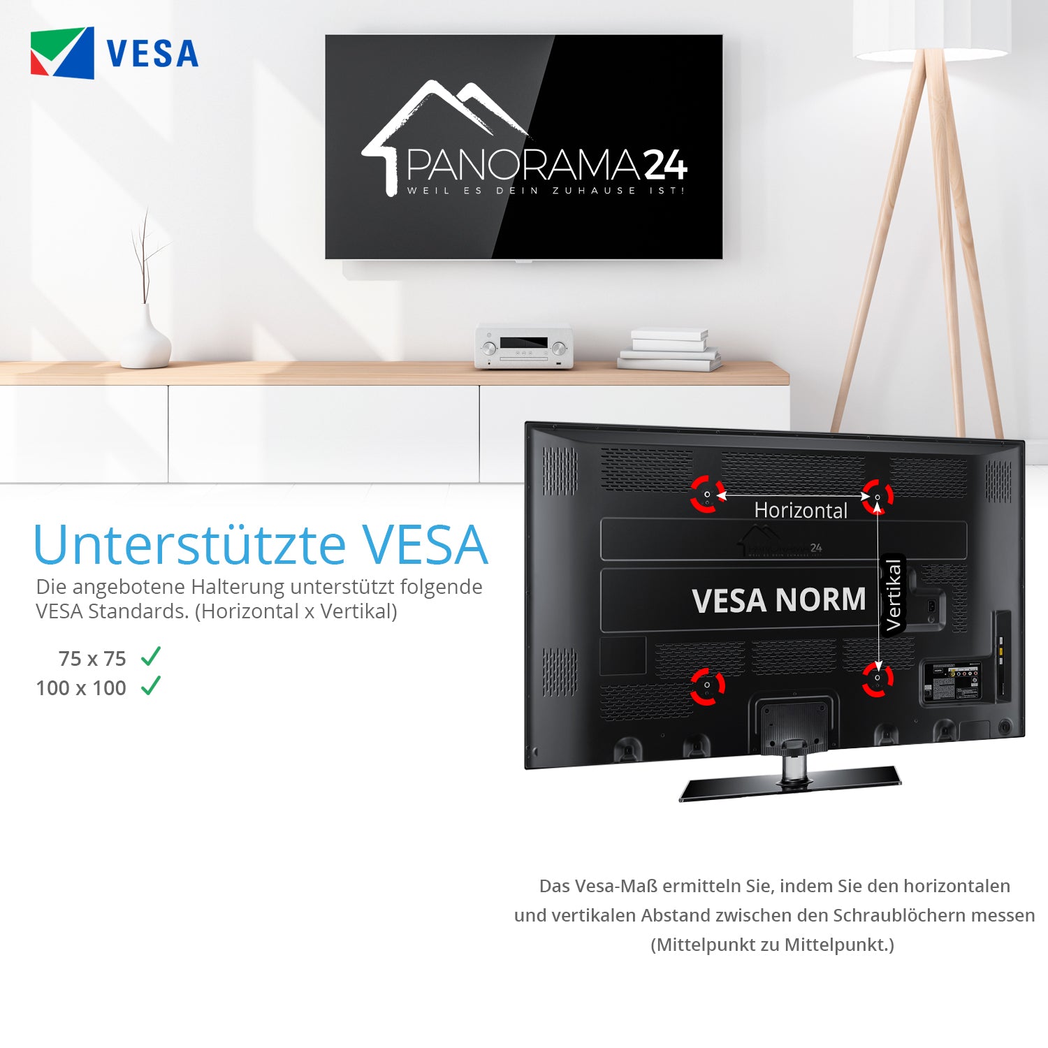 Belko® TV Wandhalterung, VESA max 100x100mm. Wandabstand: 50-280mm, für 14" - 32"