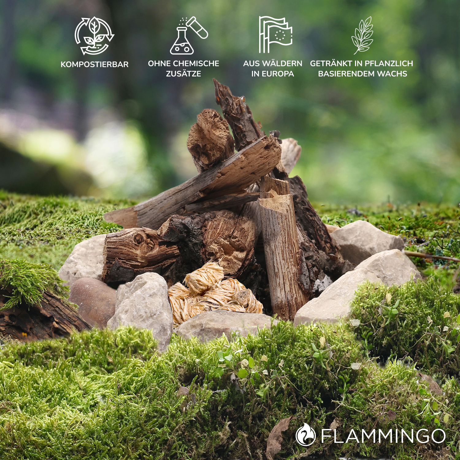 Flammingo® Holzwolle Anzünder (Menge wählbar)