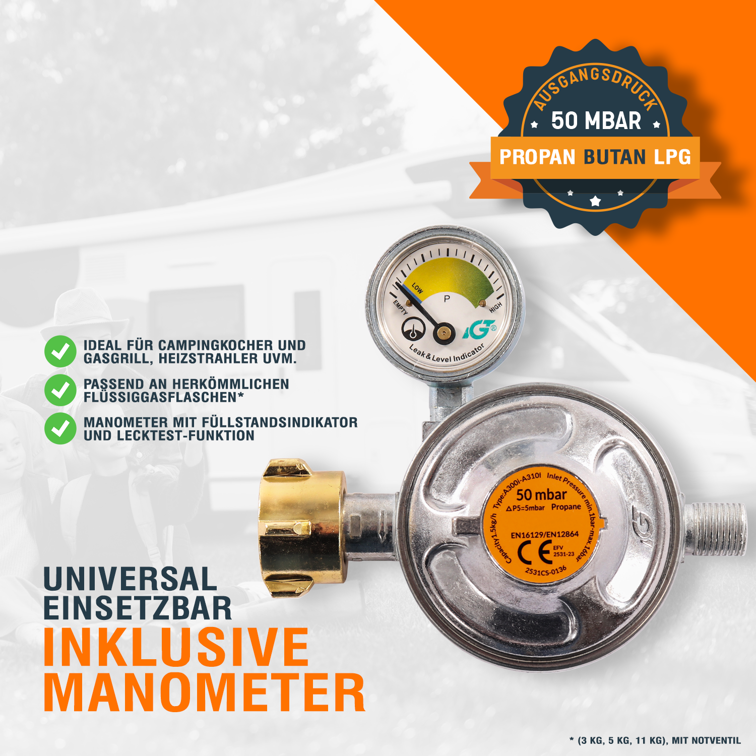 P24® Propangasschläuche & Druckminderer 50bmar (Längen & Sets wählbar)