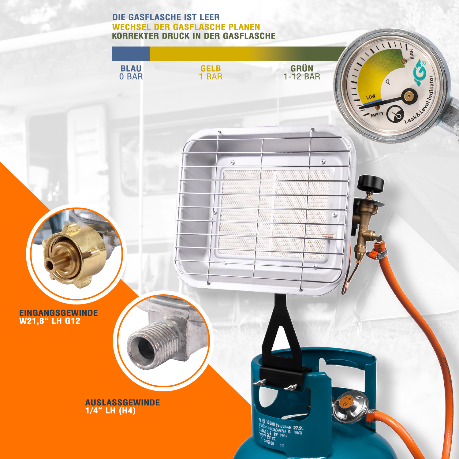 P24® Propangasschläuche & Druckminderer 50bmar (Längen & Sets wählbar)