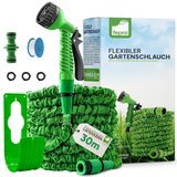 Fepro® Flexibler Gartenschlauch 30m 20m 15m 10m Dehnbar 3/4" 1/2" Grün Schwarz