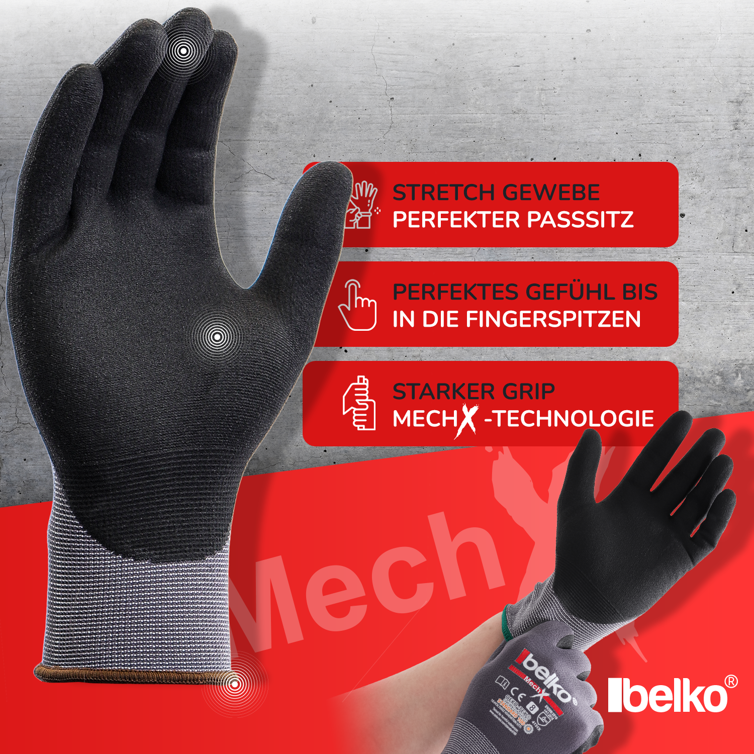 Belko® MechX Arbeitshandschuhe (Menge & Größen wählbar)