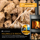 Flammingo® 12 kg Kamin-Anzünder Set, bestehend aus 8kg Holzwolleanzünder und 4kg Anzündsticks - aus Holzwolle und Wachs, ideal für Kamin, Ofen, Grill UVM.