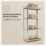 Belko® Schwerlastregal C113, 160x80x40 cm, 4 Böden, 80kg Tragkraft pro Boden, verzinkt - Lagerregal, Steckregal