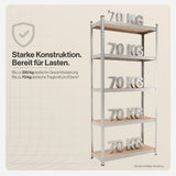 Belko® Schwerlastregal C115, 170x80x30 cm, 5 Böden, 70kg Tragkraft pro Boden, verzinkt - Lagerregal, Steckregal