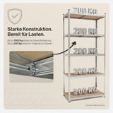 Belko® Schwerlastregal C118, 200x90x45 cm, 5 Böden, 200kg Tragkraft pro Boden, verzinkt - Lagerregal, Steckregal