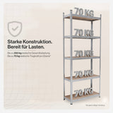 Belko® Schwerlastregal C120, 180x75x30 cm, 5 Böden, 70kg Tragkraft pro Boden, verzinkt - Lagerregal, Steckregal