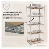 Belko® Schwerlastregal C121, 180x75x45 cm, 5 Böden, 175kg Tragkraft pro Boden, verzinkt - Lagerregal, Steckregal