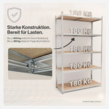 Belko® Schwerlastregal C226, 200x120x60 cm, 5 Böden, 180kg Tragkraft pro Boden, (Farbe wählbar) - Lagerregal, Steckregal
