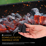 Flammingo® Grillkohle – 100% Natur-Holzkohle aus Hartholz – extra grob – lange Brenndauer – ideal für BBQ, Smoker & Grill