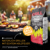 Flammingo® Grillkohle – 100% Natur-Holzkohle aus Hartholz – extra grob – lange Brenndauer – ideal für BBQ, Smoker & Grill