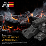 Flammingo® Grillkohle – 100% Natur-Holzkohle aus Hartholz – extra grob – lange Brenndauer – ideal für BBQ, Smoker & Grill