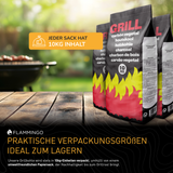 Flammingo® Grillkohle – 100% Natur-Holzkohle aus Hartholz – extra grob – lange Brenndauer – ideal für BBQ, Smoker & Grill