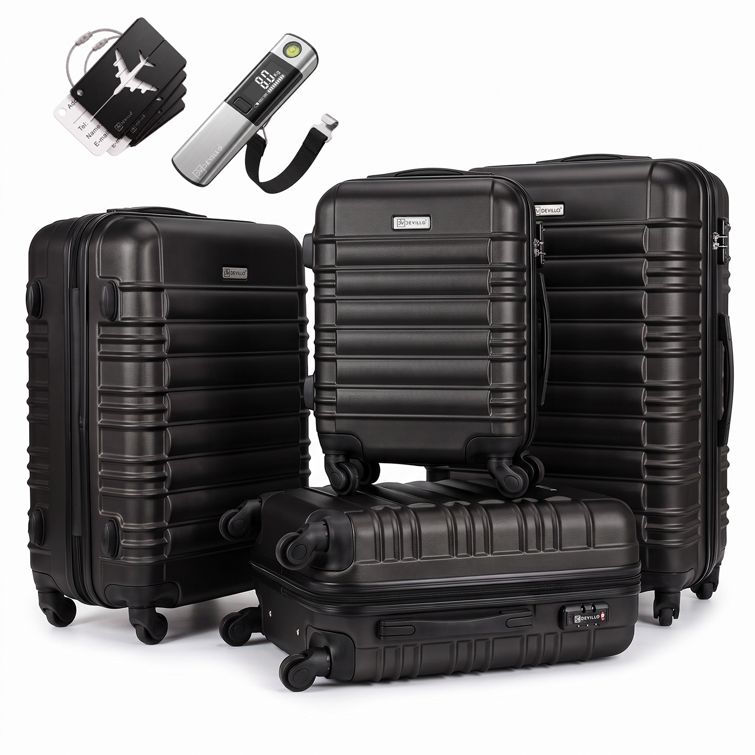 Devillo® Kofferset 4tlg. S-M-L-XL - Reisekofferset – Panorama24 Onlineshop