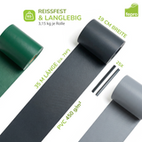 Fepro® PVC Sichtschutzstreifen für Doppelstabmattenzaun, inkl. Befestigungsclips (Farben & Längen wählbar)
