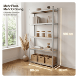 Belko® Schwerlastregal C117, 180x90x30 cm, 5 Böden, 175kg Tragkraft pro Boden, verzinkt - Lagerregal, Steckregal