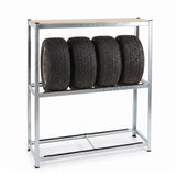Belko® Reifenregal T110, 180x120x40 cm, für 8 Reifen mit Kantenschutz und Ablage, max. 200 kg Tragkraft, verzinkt