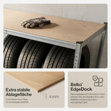 Belko® Reifenregal T110, 180x120x40 cm, für 8 Reifen mit Kantenschutz und Ablage, max. 200 kg Tragkraft, verzinkt