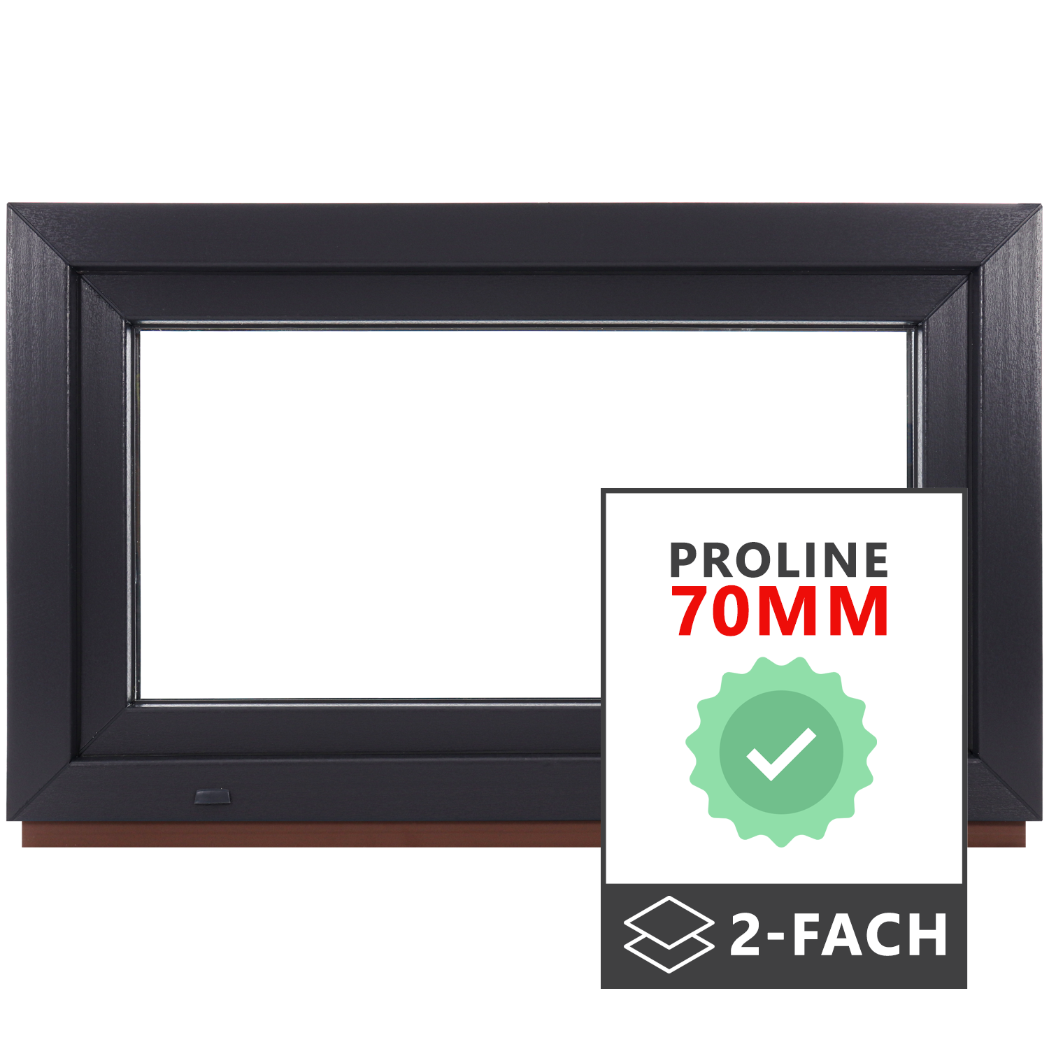 P24® Kellerfenster Kunststofffenster 2-Fach 70mm Proline, Anthrazit