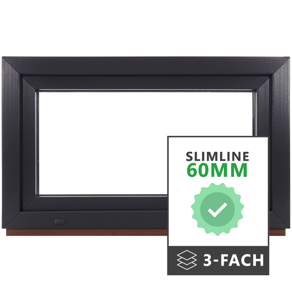 P24® Kellerfenster Kunststofffenster 3-Fach 60mm Slimline, Anthrazit