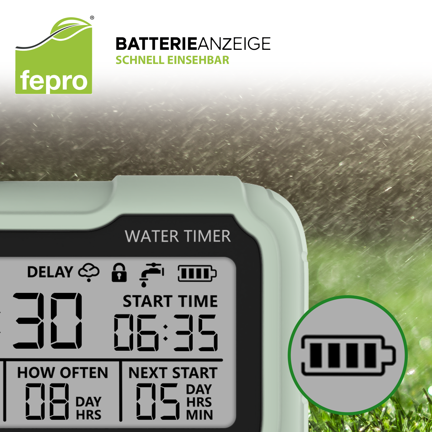 Fepro® Digitaler Bewässerungscomputer mit Display, frei programmierbar