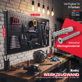 Belko® Werkzeugwand 120x60 cm | Metall Pegboard inkl. Haken & Regal | Werkstatt, Garage, Keller | alle Farben & Sets