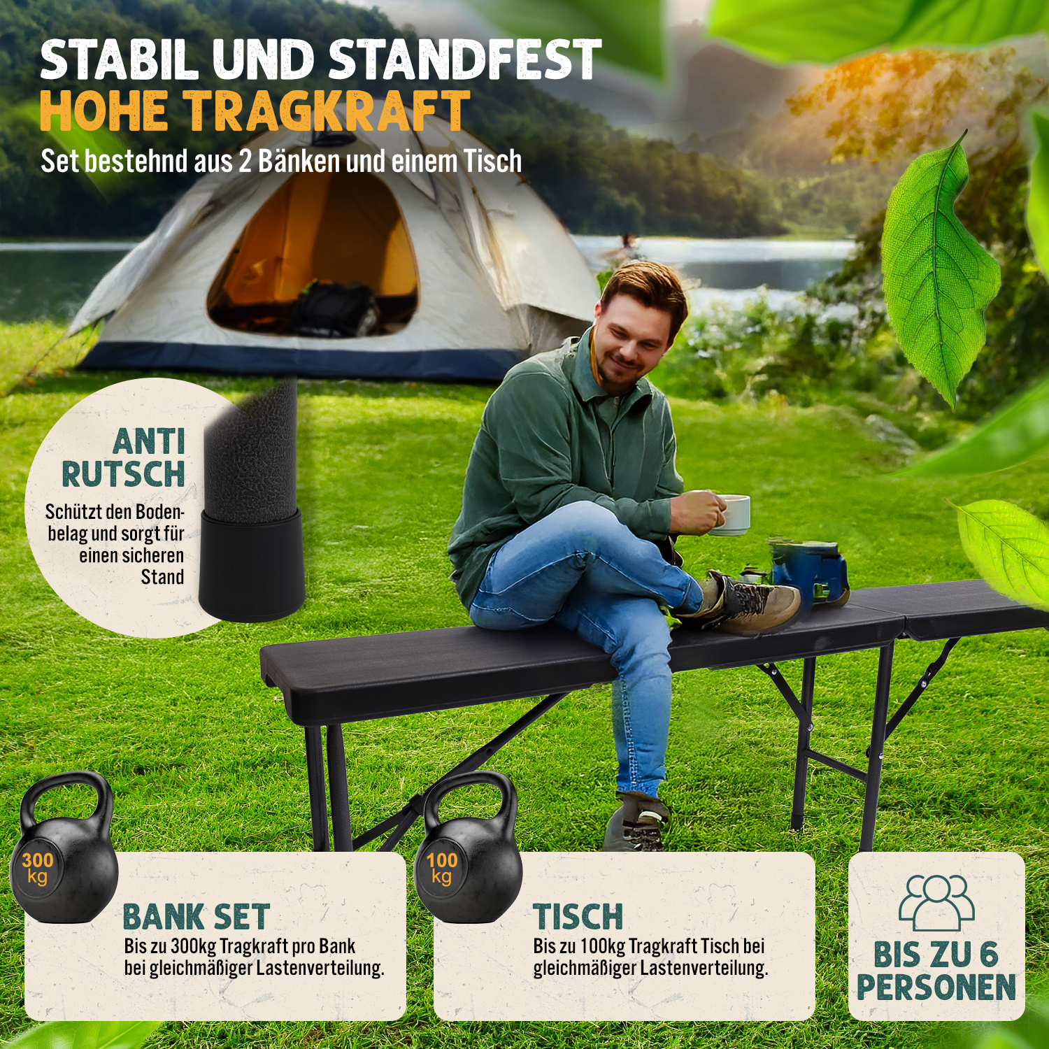 zelt tisch Devillo® Bierzeltgarnitur 3-teilig klappbar – Tisch + 2 Bänke – wetter – Panorama24 Onlineshop