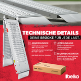 Belko® 2X Auffahrrampe 400kg Tragkraft | Verzinkter Stahl | Rutschfest perforiert | 23cm Breite | Klappbar / Nicht klappbar | PKW Motorrad Quad ATV Anhänger