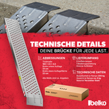 Belko® 2X Auffahrrampe 400kg Tragkraft | Verzinkter Stahl | Rutschfest perforiert | 23cm Breite | Klappbar / Nicht klappbar | PKW Motorrad Quad ATV Anhänger