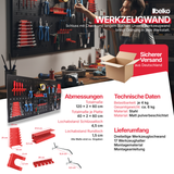 Belko® Werkzeugwand 120x60 cm | Metall Pegboard inkl. Haken & Regal | Werkstatt, Garage, Keller | alle Farben & Sets