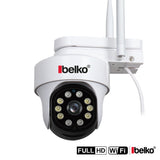 Belko® Überwachungskamera, 1080p mit WLAN & 320 ° Rotation für Aussen, Bewegungserkennung, 20m Nachtsichtgserkennung