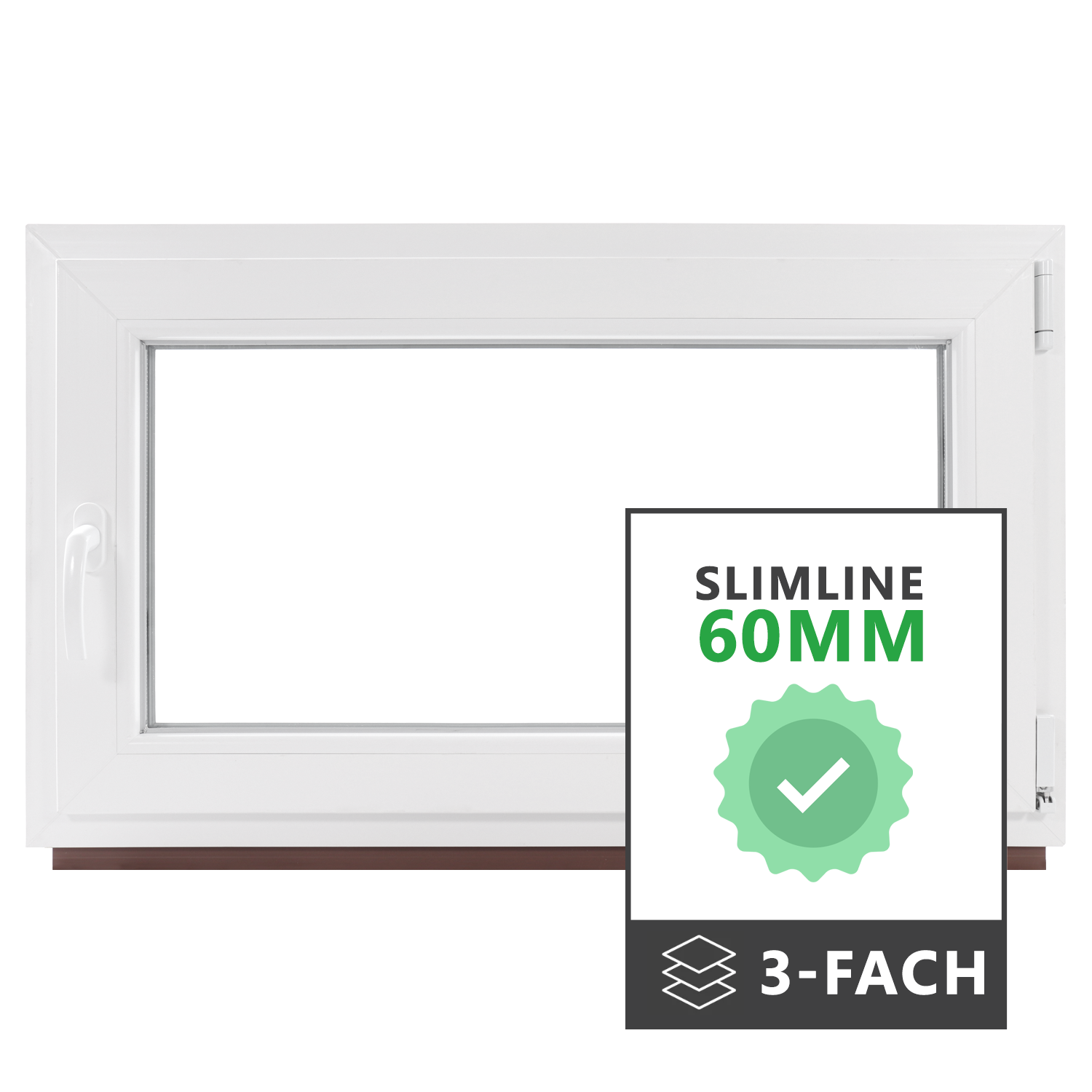 P24® Kellerfenster Kunststofffenster 3-fach 60mm Slimline, weiß