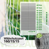 P24® Wildzaun Forstzaun Weidezaun 50m Rollen inkl. 10m Spanndraht (Abmessungen wählbar)