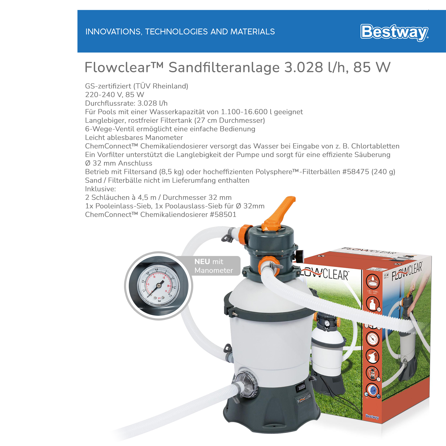 Bestway Zuhause Filteranlage – Panorama24 Pool dein Filterpumpe Sandfilterpumpe es Weil Pumpe ist! - Flowclear Onlineshop