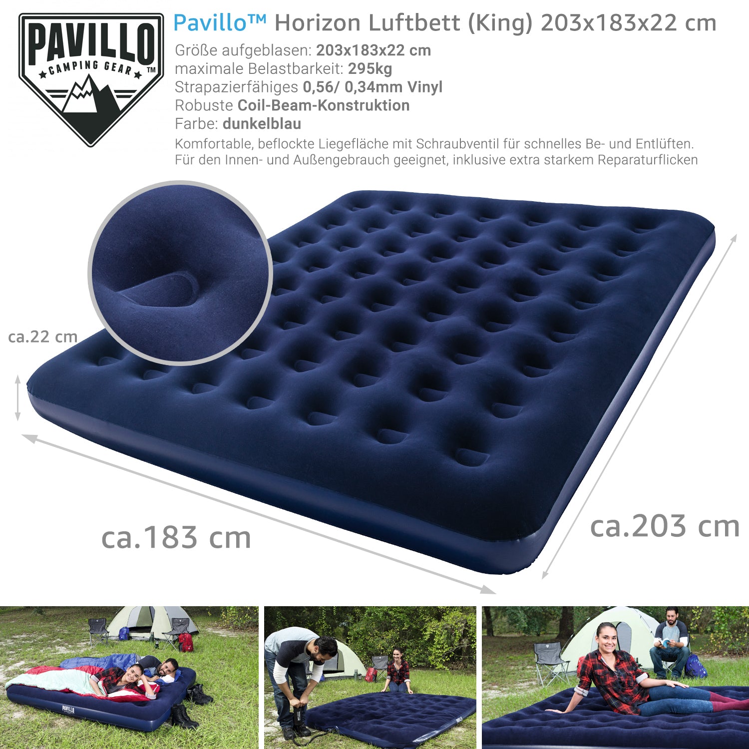 pavillo camping gear luftmatratze aufblasen Bestway Luftbett Luftmatratze Gästebett Campingbett selbstaufblasend M – Panorama24 Onlineshop