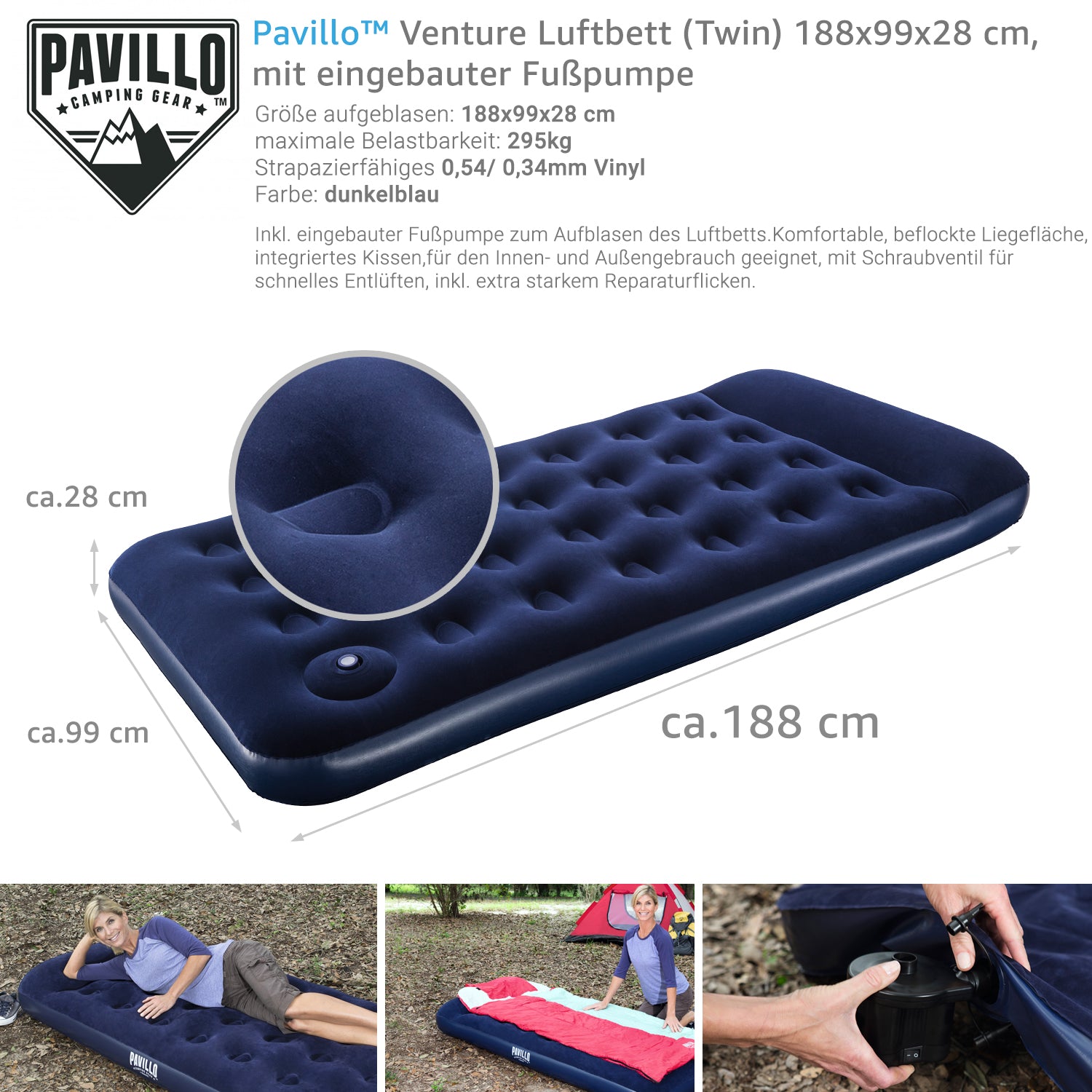 pavillo camping gear luftmatratze aufblasen Bestway Luftbett Luftmatratze Gästebett Campingbett selbstaufblasend M – Panorama24 Onlineshop
