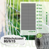 P24® Wildzaun Forstzaun Weidezaun 50m Rollen inkl. 10m Spanndraht (Abmessungen wählbar)