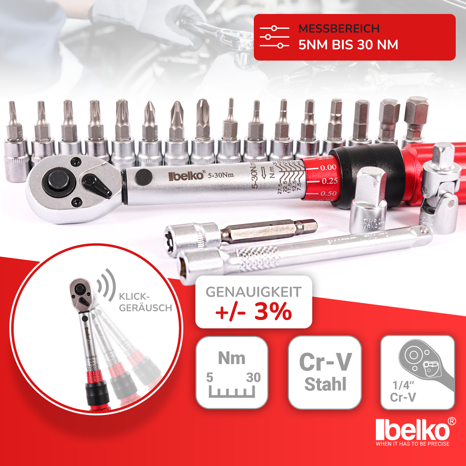 bc basic premium drehmomentschlüssel fahrrad set Belko® Drehmomentschlüssel Set 1/4", 5-30 Nm – Panorama24 Onlineshop