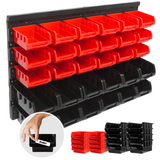 P24® Wandregal Stapelboxen, blau oder rot, Set 32 tlg. (Farbe wählbar)