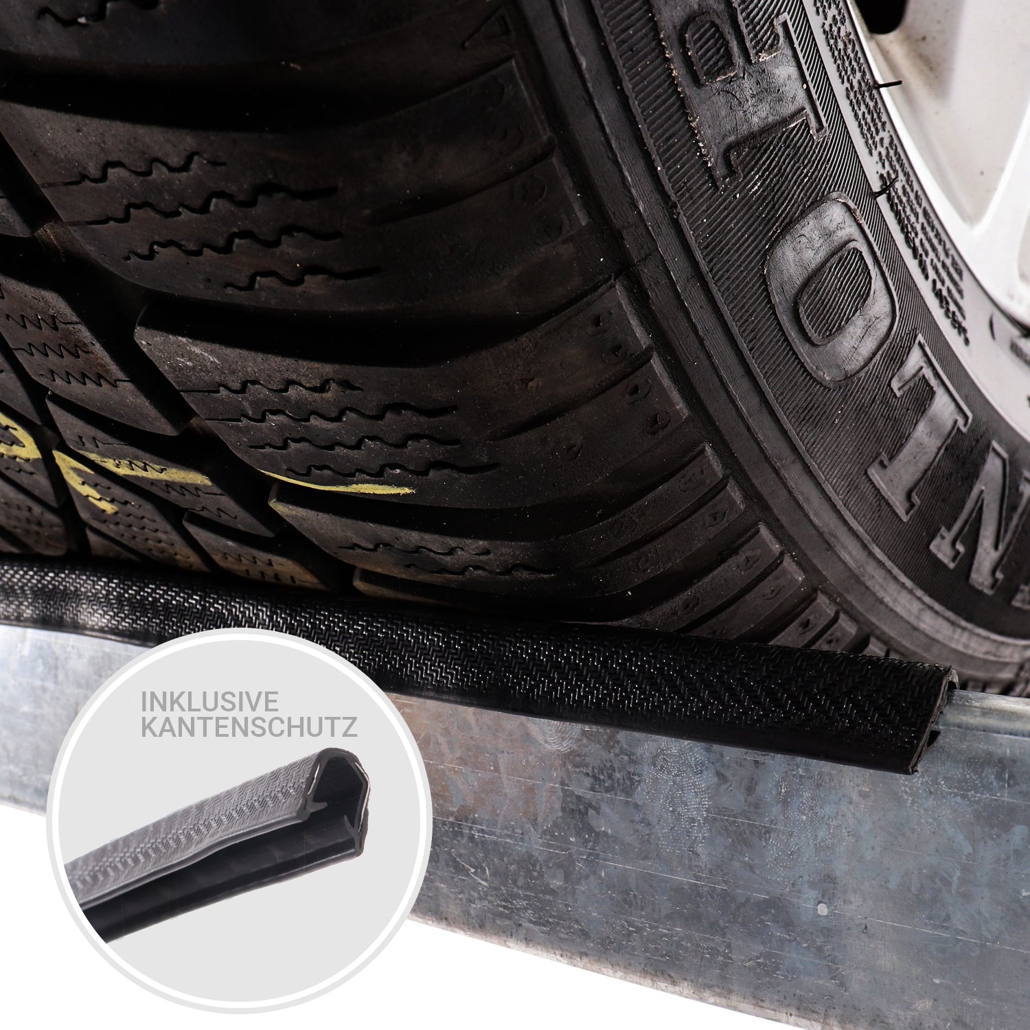 Belko® Reifenregal T110, 180x120x40 cm, für 8 Reifen mit Kantenschutz und Ablage, max. 200 kg Tragkraft, verzinkt